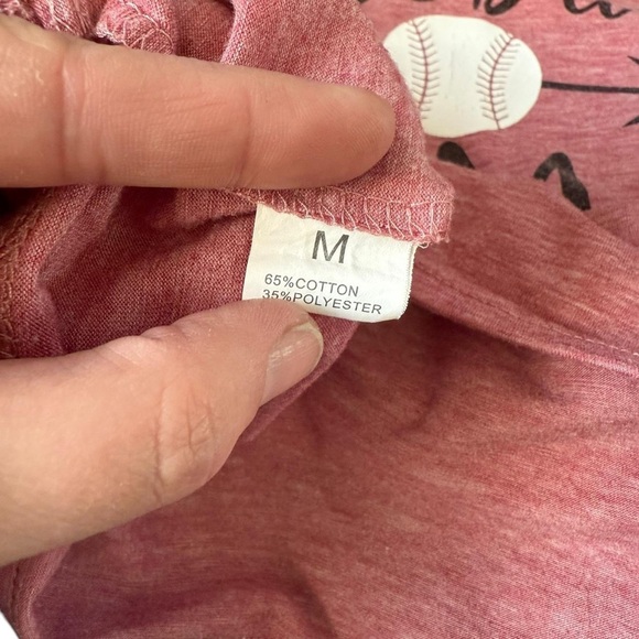 Pink Short Sleeve Tee with Baseball Mama Graphic - Picture 5 of 5